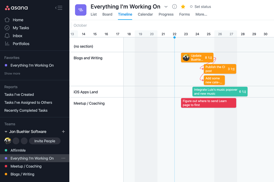 Asana calendar view