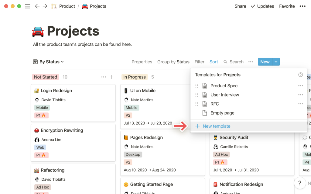 Notion project management